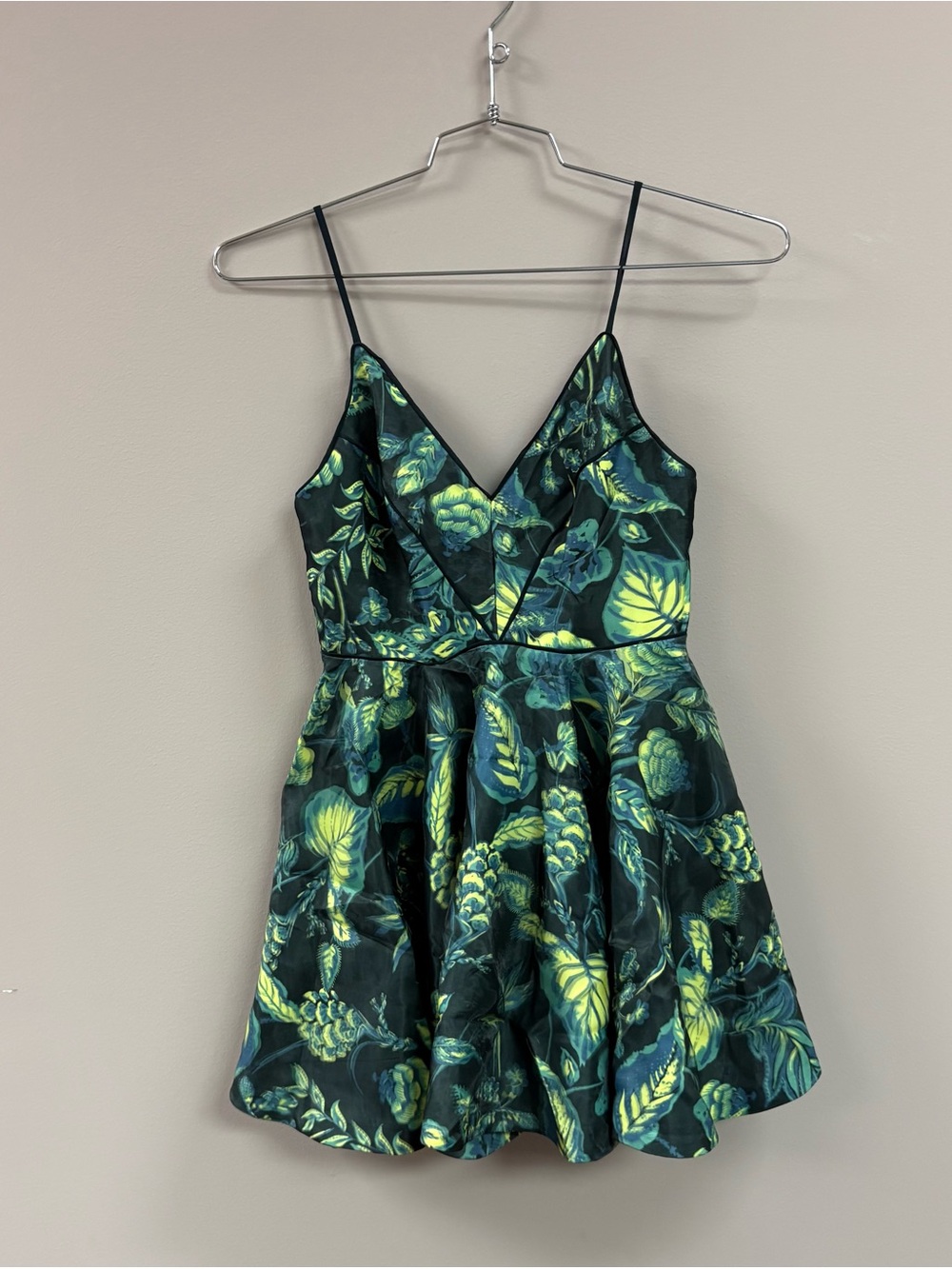Silence + Noise Green‎ Tropical Botanical Mini Dress Fit Flare Size 6